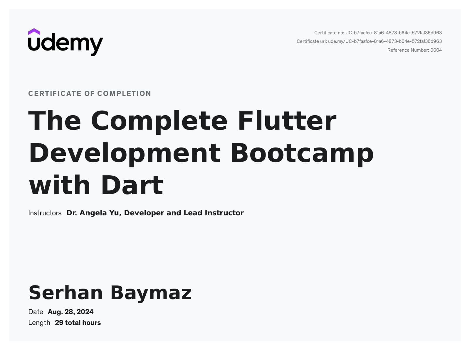 The Complete Flutter Development Bootcamp